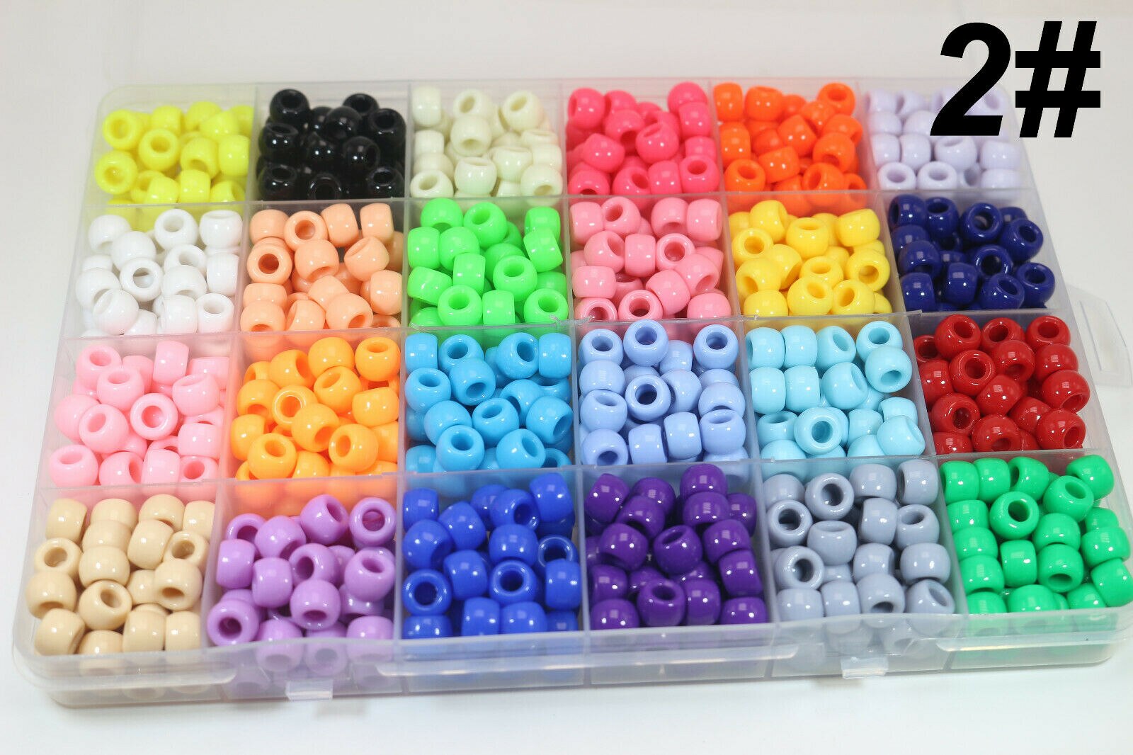 Håndværk diy akryl pony perler sæt 9 x 6mm 24 /15 farver med organisator boks til armbånd: 24 farve   no 2