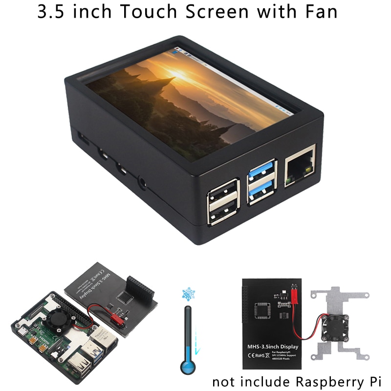 Raspberry Pi 4 Model B 3.5 Inch Touch Screen 50FPS 480X320 Lcd Met Koelventilator Abs Case Warmte gootstenen Voor Raspberry Pi 4