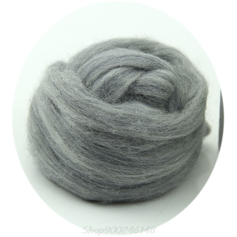 Mode Wol Corriedale Needlefelting Top Zwervende Geverfd Spinning Nat Vilten Fiber D08F: GY