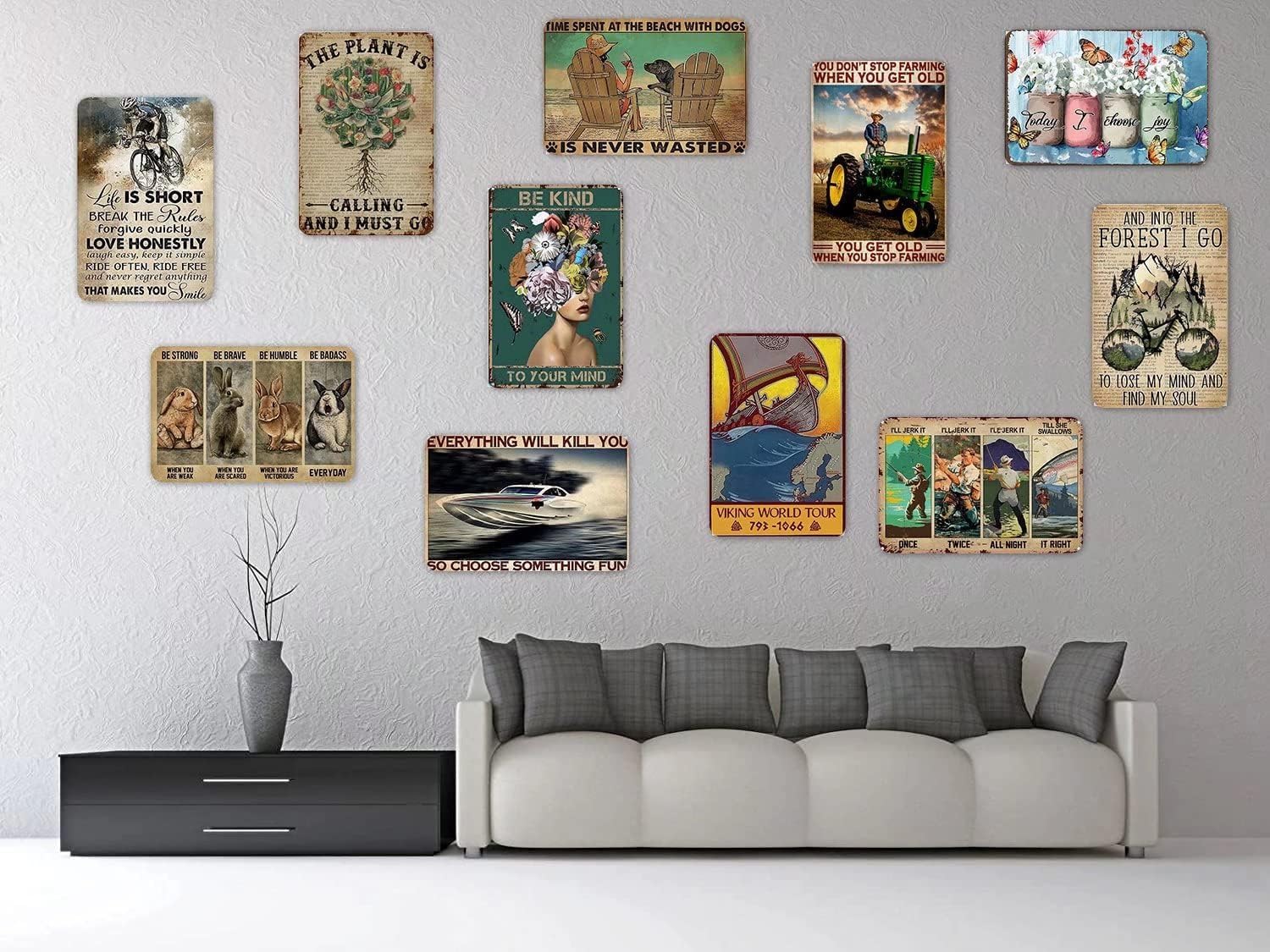 La porte est verrouillée pour votre chien Bullmastiff, panneau mural en métal 8x12 avec animaux