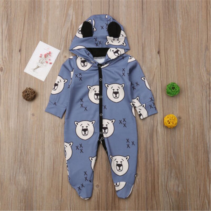 Pelele de algodón con capucha para bebé niña y niño, mono cálido, trajes de dibujos animados de animales bonitos para recién nacidos de 0 a 18 meses, novedad de