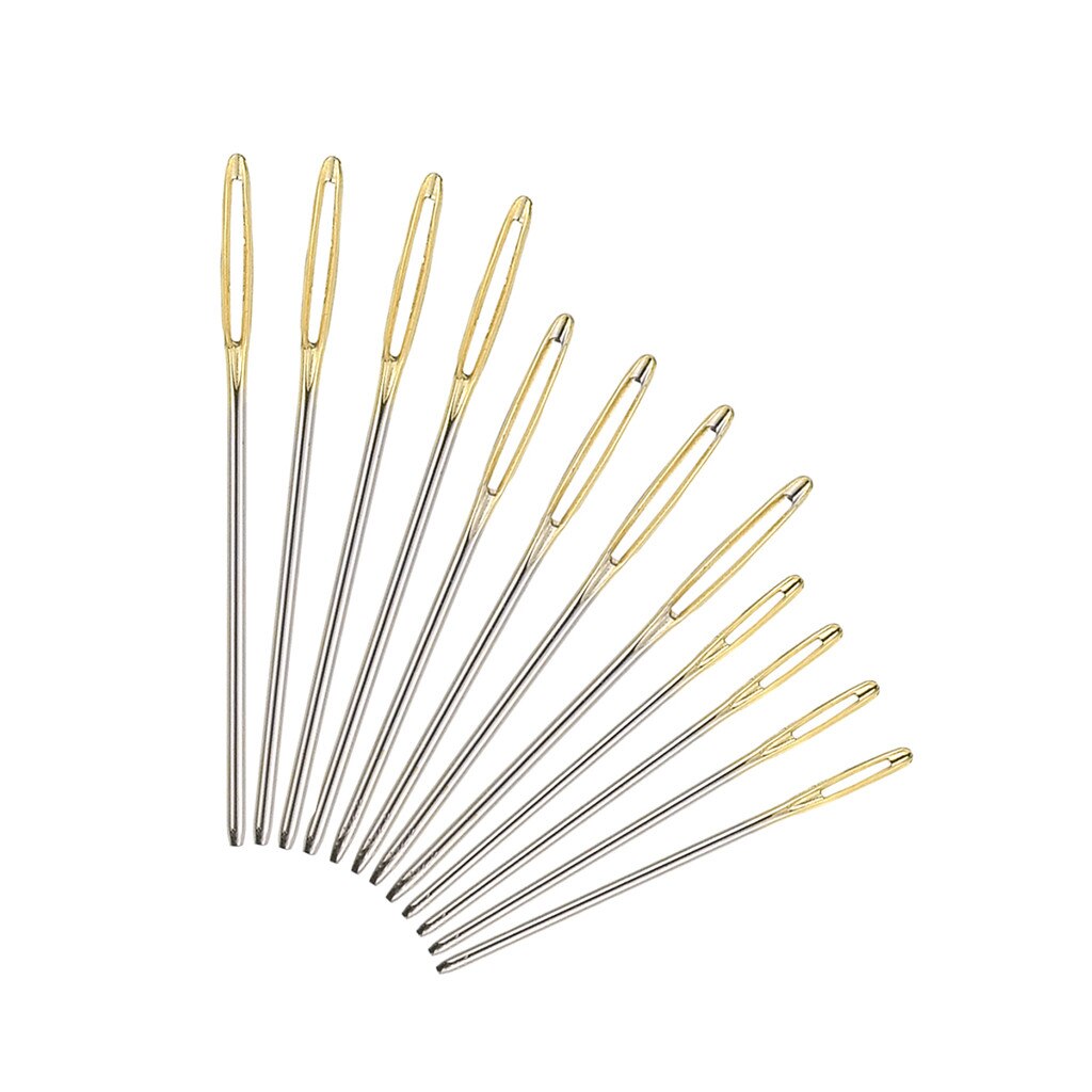 Large-Eye Blunt Needles 12 Piece Stainless Steel Yarn Knitting Sewing Cross Stitch Needles Craft DIY Weave Embroidery Tools: Default Title