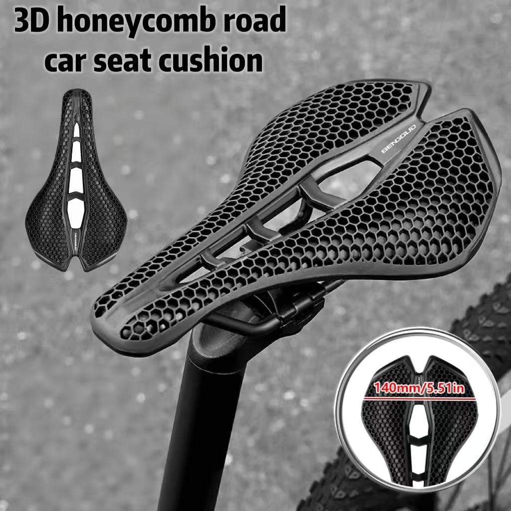 Fiets 3D-zadel Honingraat schokabsorberende zitting Hol ademend kussen Comfortabele racefietsuitrusting