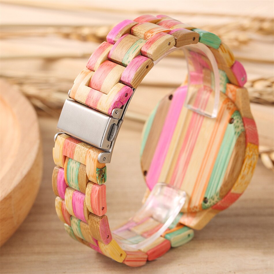 Redfire starry blue 12 constellations display led digitaal dameshorloge multi-color bamboe houten horloge dames