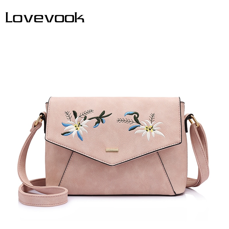 LOVEVOOK frauen schulter crossbody-tasche weibliche blume stickerei handtasche für frauen messenger taschen damen umschlag Satchel Handtasche PU