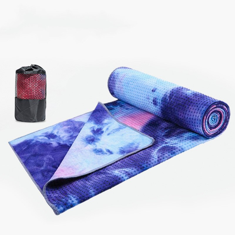 Yoga håndklæde silikone prikker slipsfarve trykt mat yoga håndklæde skridsikker superabsorberende mikrofiber yoga håndklæde med bærepose: Rød