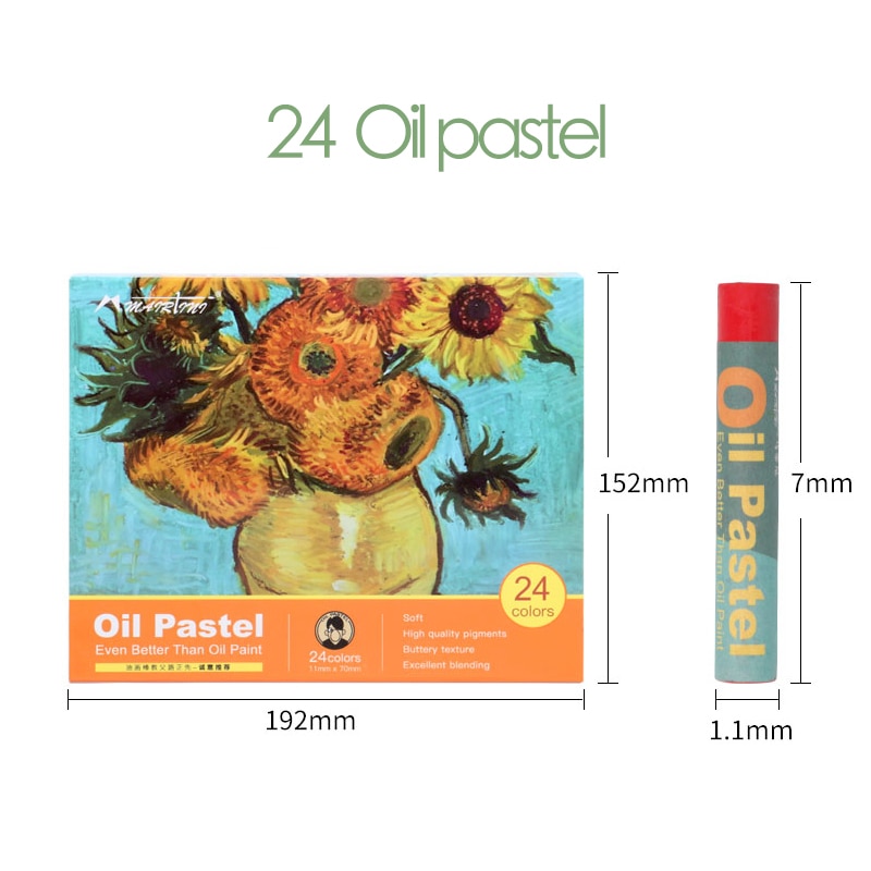 24colors Martini Heavy Color Oily Oil Pastel Soft Oil Pastel Beginner Set Children's Painting Crayons Sketchbook: White