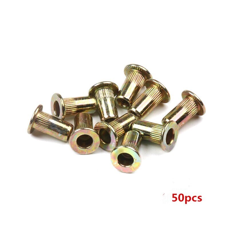 Flat Head Rivet Nuts Set Nuts Insert Cap Reveting Zinc Plated Carbon Steel Threaded Rivet Nut M3 M4 M5 M6 M8 M10: 50pcs / M6