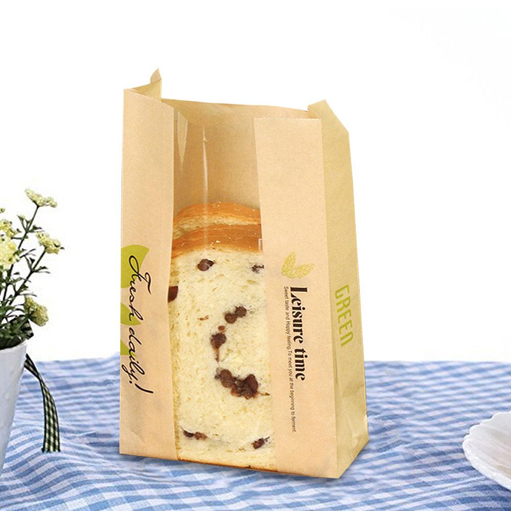 50 broodzakken kraftpapier voedselverpakkingen opslag bakkerij toastzak met voorvenster bakverpakking versnipperd papier broodzak