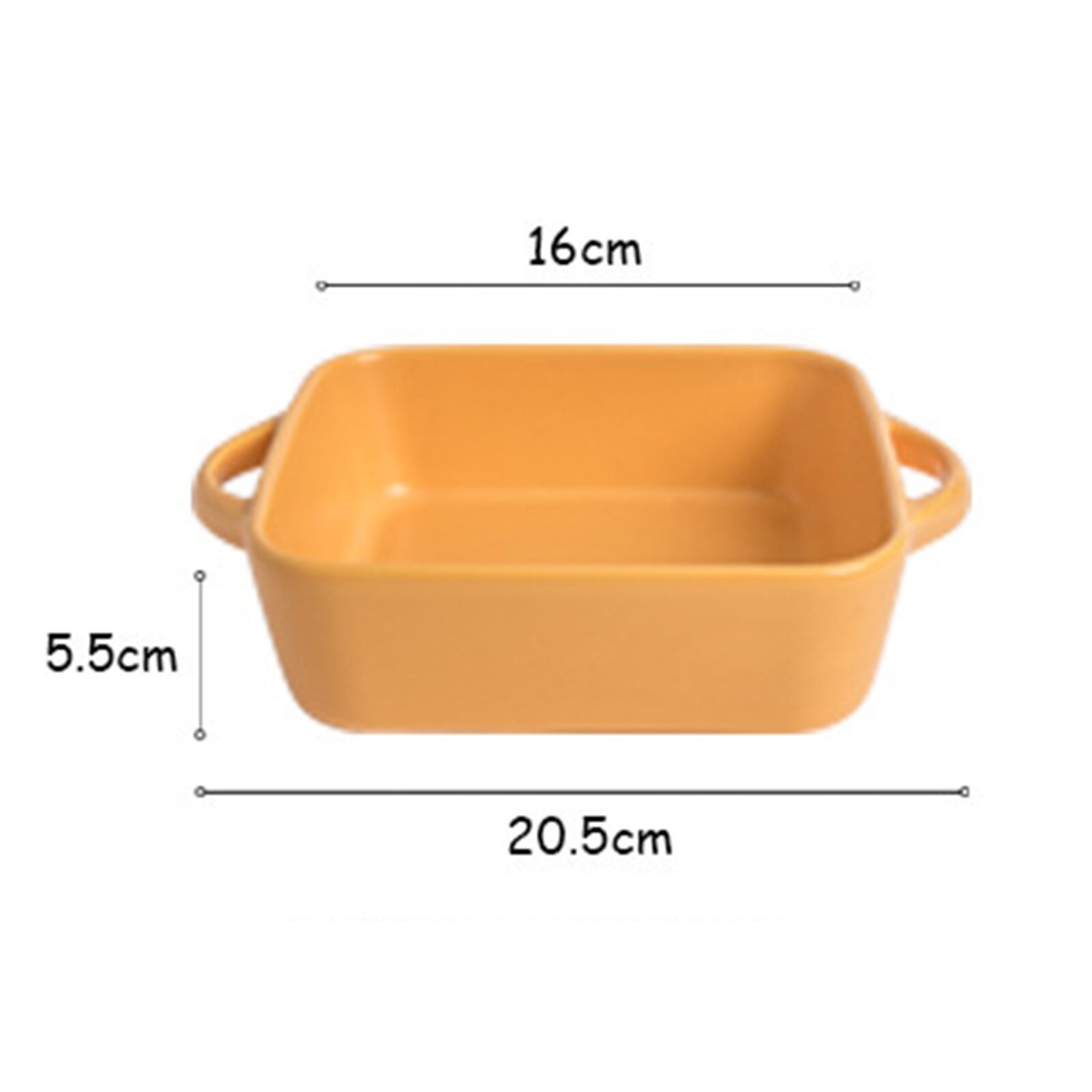 Ceramic color glazed binaural baking tray Simple pasta baked rice tray Barbecue grilled meat cheese tray Kitchen cooking tools: yellow