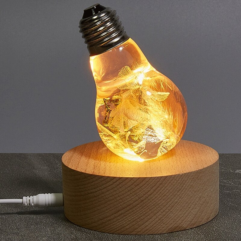 Pyöreä puinen 3d yövalojalusta pidike led-näyttöteline kristalleille lasipallo valaistus valaistustarvike käsityö
