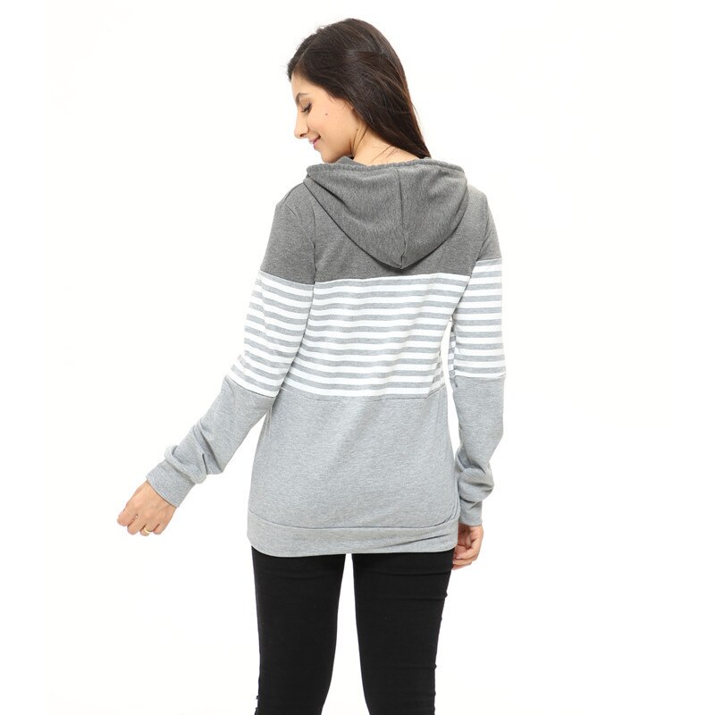 Womens Moederschap Verpleging Top Sweatshirt Lange Mouw Patchwork Rits Pullver Top Kangaroo Pocket Hoodie Zweet voor Zwangere Vrouwen