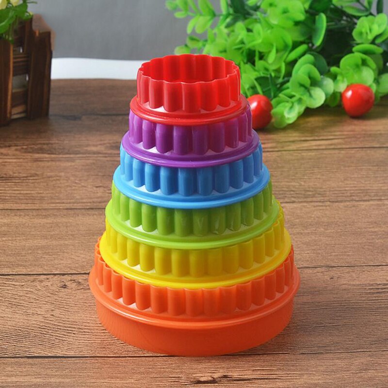 6 stk / sett plast rund form cookie kutter tidligere sugarcraft fondant kake dekorere diy kake kjøkken verktøy