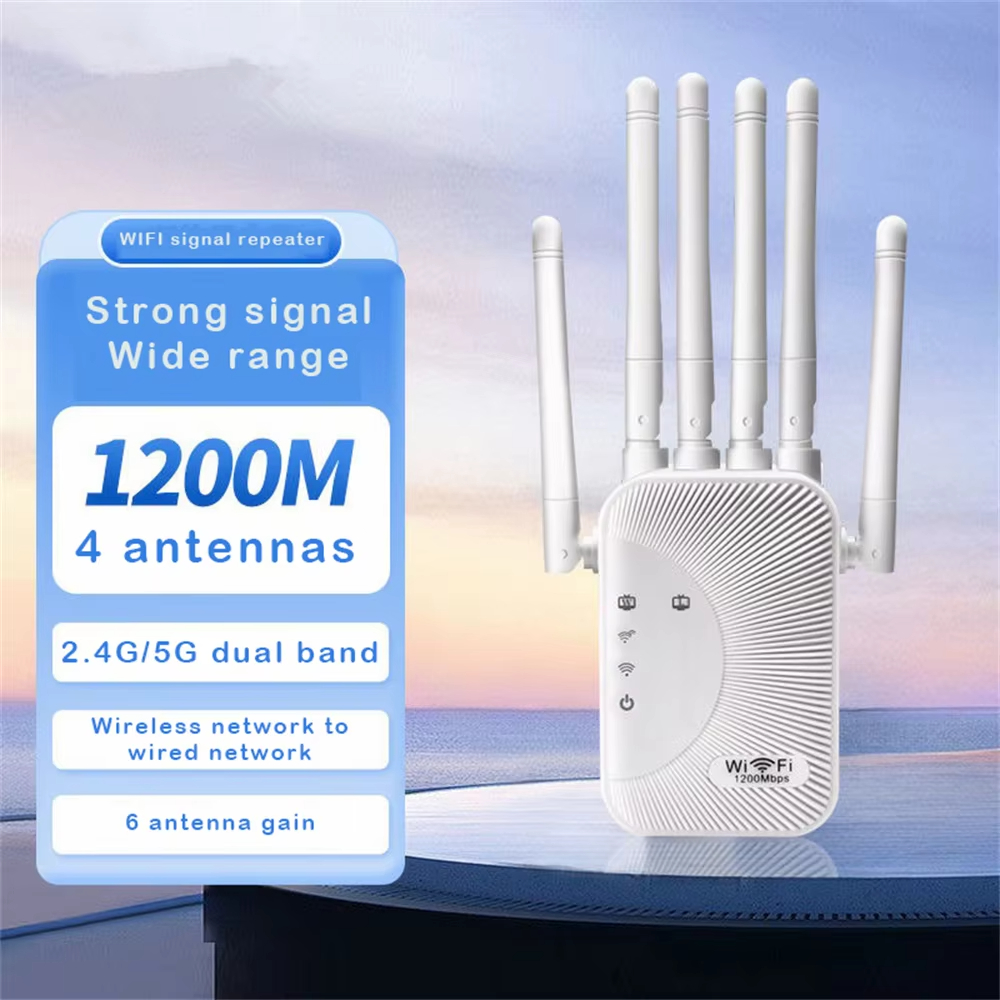 1200Mbps Wireless WiFi Repeater Dual-Band 2.4G/5G WiFi Signal Repeater WiFi Extender Antenna Network Amplifier WPS Router