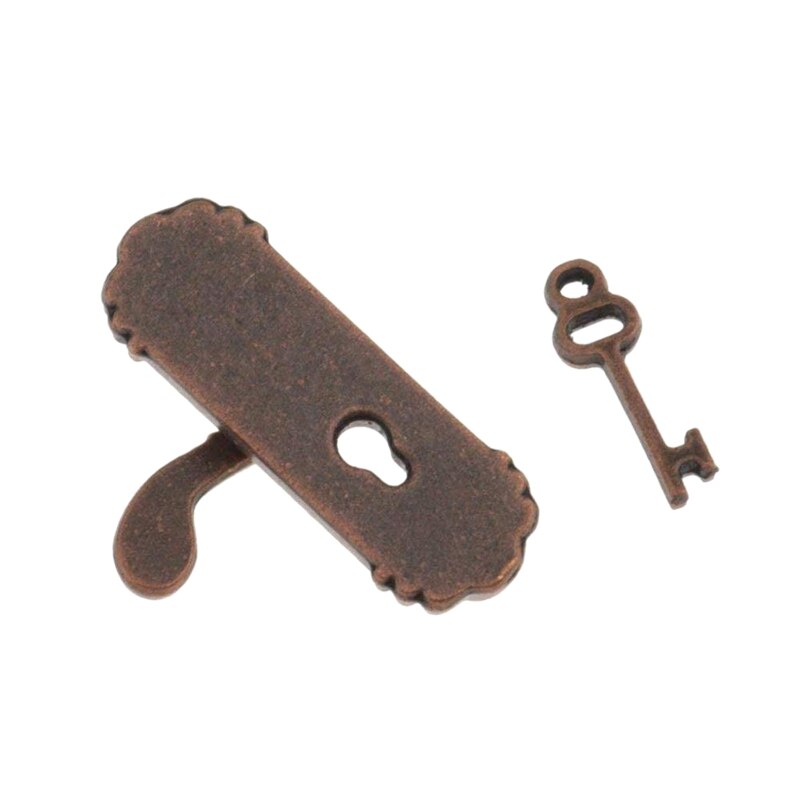 Cerradura de puerta de casa de muñecas, accesorios de muebles de casa de muñecas, llave de cerradura de puerta de aleación Retro en miniatura, 1:12, 8 Uds.