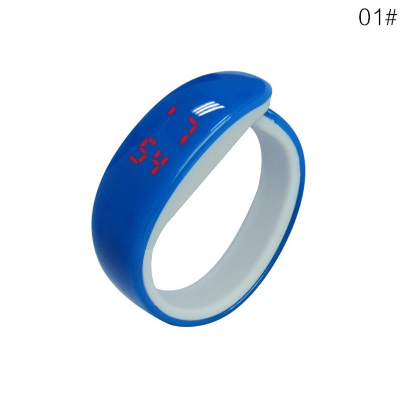 Women Men Sport Date Waterproof Wristband LED Plating Bracelet Digital Wrist Watch: Blue