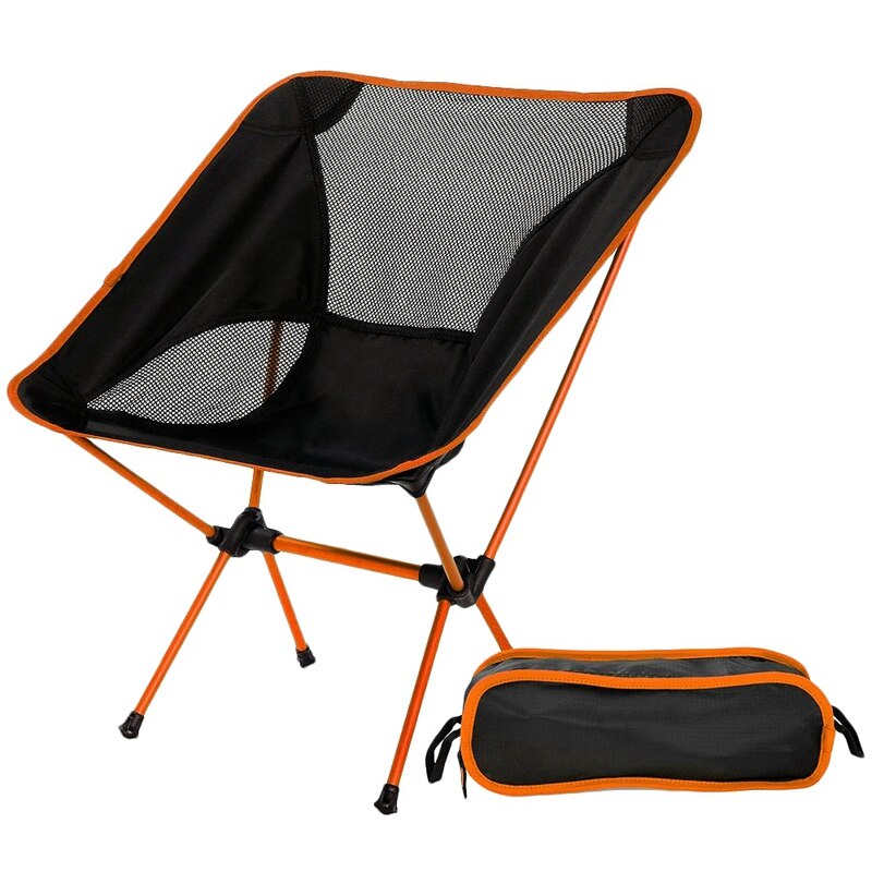 2 stk ultralette klapstol med bæretaske bærbar strand solbad picnic grill campingstole - orange & himmelblå