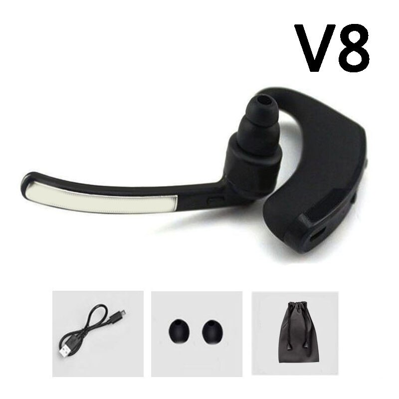 Yulubu V8S Business Bluetooth Oortelefoon Sport Draadloze Bluetooth Headset Handsfree Oortelefoon Voor Driver Met Microfoon En V8: V8 no voice command