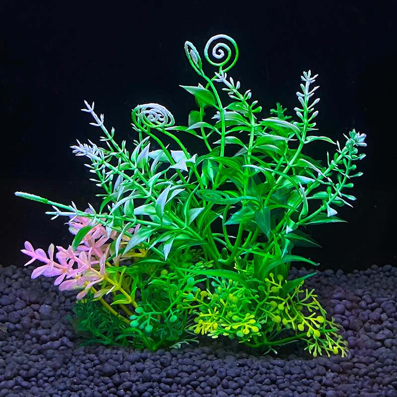 Plantas artificiales para decoración de acuario, adorno de malezas de agua, planta acuática, accesorios de decoración de césped para pecera, 14cm: Marrón