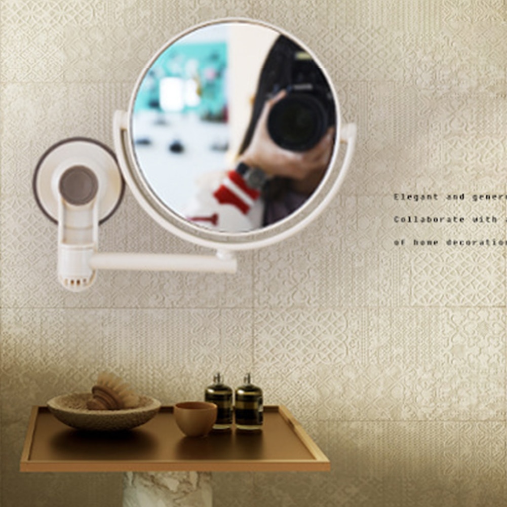 Adjustable Wall Hanging ABS 360 Degree Double Sided Home Easy Install Free Punch Waterproof Suction Cup Makeup Mirror Smooth