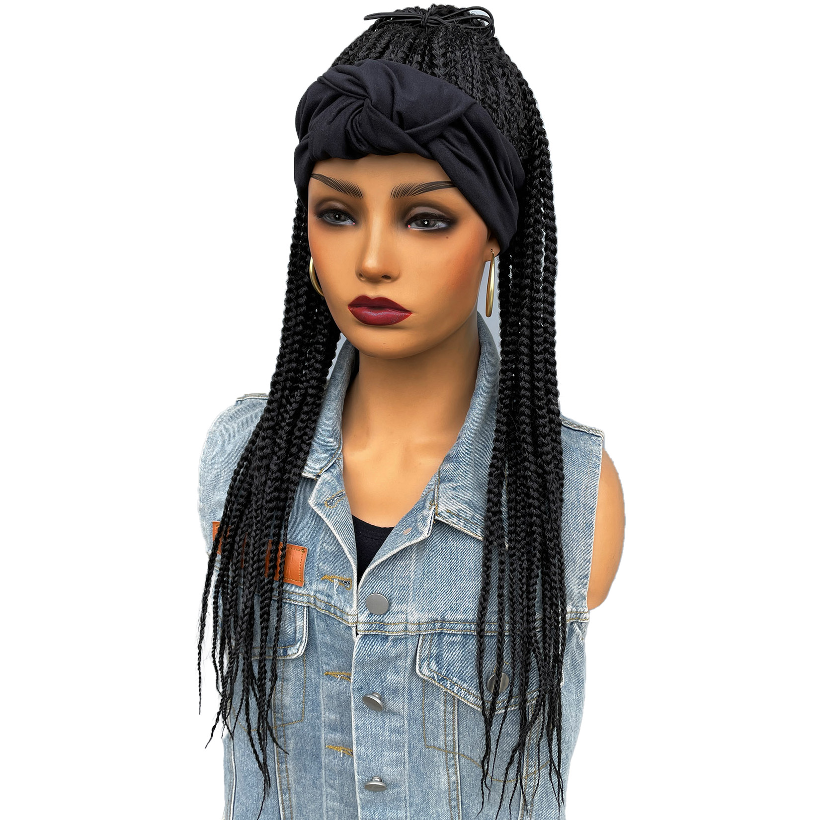 BCHR Headband Wigs for Black Women Synthetic Braided Wigs Twist Crochet Hair Cornrow Braid Wig Long Straight Headband Wig: Natural Color