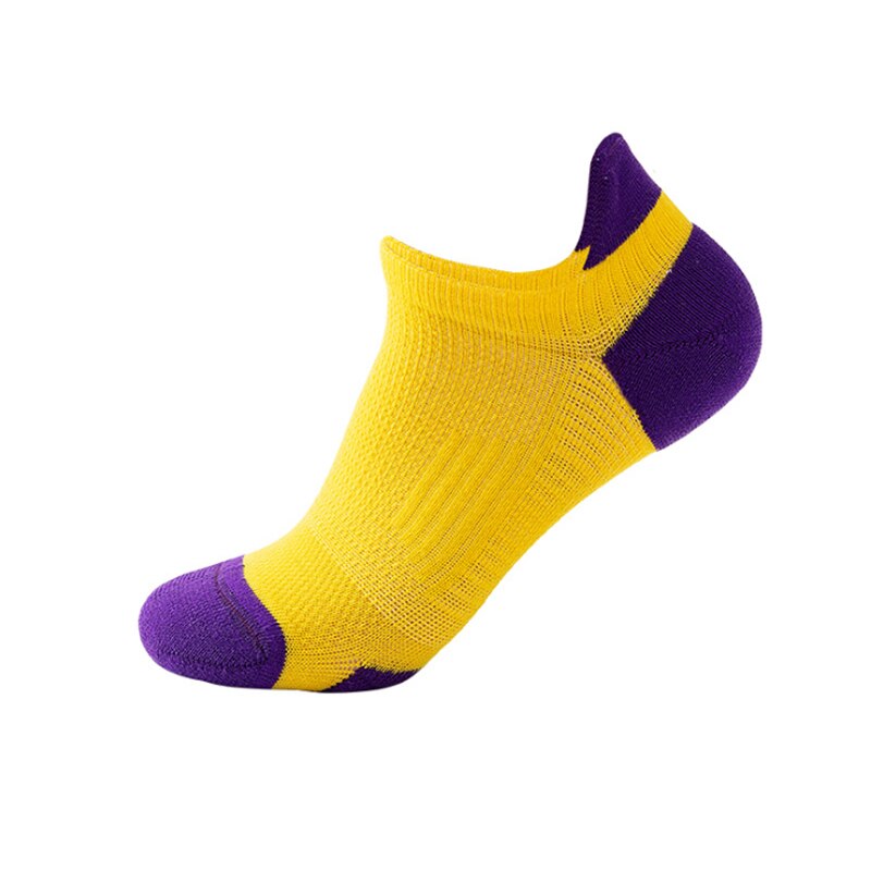 Calcetines de compresion para hombre, Mulaya, Color sólido, deportivos, baloncesto, correr, fútbol, exteriores, transpirables, antideslizantes, cómodos: Yellow Purple