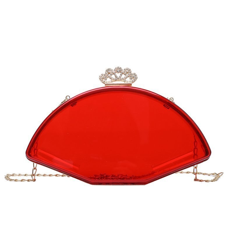 Bolso pequeño transparente de Pvc para mujer, bolsa de noche a la , de de lujo para de verano, con cadena, Color caramelo,: Rojo