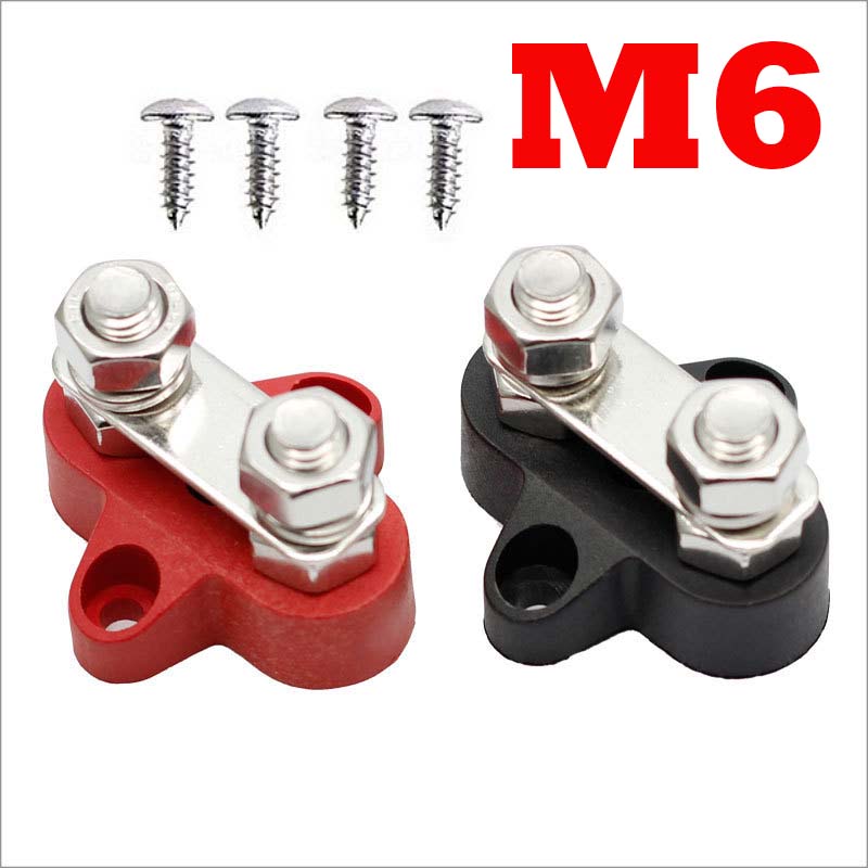 M6 M8 48V Junction Block Bus Bar 5/16" Terminal Block Insulated Dual Heavy Duty Power Distribution Stud Positive Negative RV: Ivory