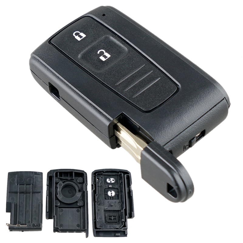 2 Knoppen Zwarte Auto Key Case Vervanging Auto Afstandsbediening Sleutel Shell Met TOY43 Blade Fit Voor Toyota Prius Corolla Verso auto