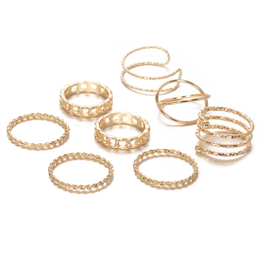 Modyle 8 stk / sæt vintage punk guld ring sæt til kvinder mænd retro antik finger ring fest smykker parti