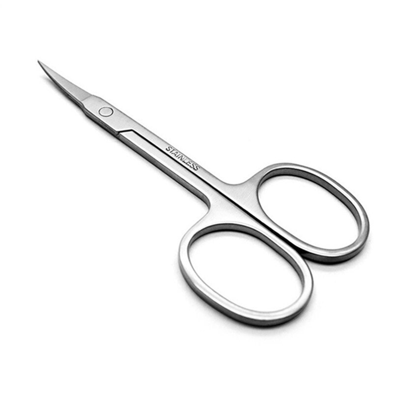 Tijeras de maquillaje de punta afilada de acero inoxidable, pinzas de corte de pelo facial, herramienta de belleza, herramienta de maquillaje de Punta curva: C