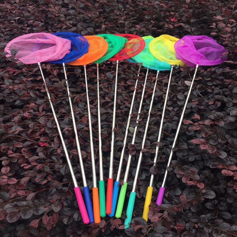 1pc Kids Telescopic Butterfly Net Extendable 34 Inches and Anti Slip Grip Perfect for Catching Bugs Insect Colorful Fishing Toys