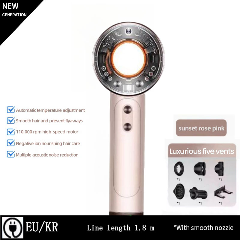 High-speed Hair Dryer High-power Multifunctional Hair Dryer Negative Ion Hair Care Styling Leafless Hair Dryer: Clear / KR