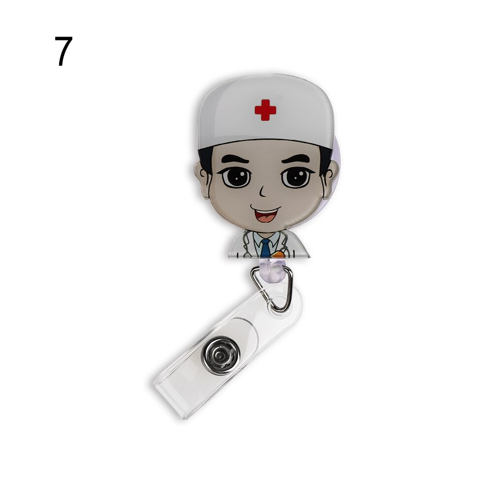 Una unidad de Mini insignia retráctil de dibujos animados, cordón para el carrete de Clip de enfermera, Tarjeta De Nombre de identificación, soporte, Clip, patrón de estudiante, insignia de enfermera, Clip: 7