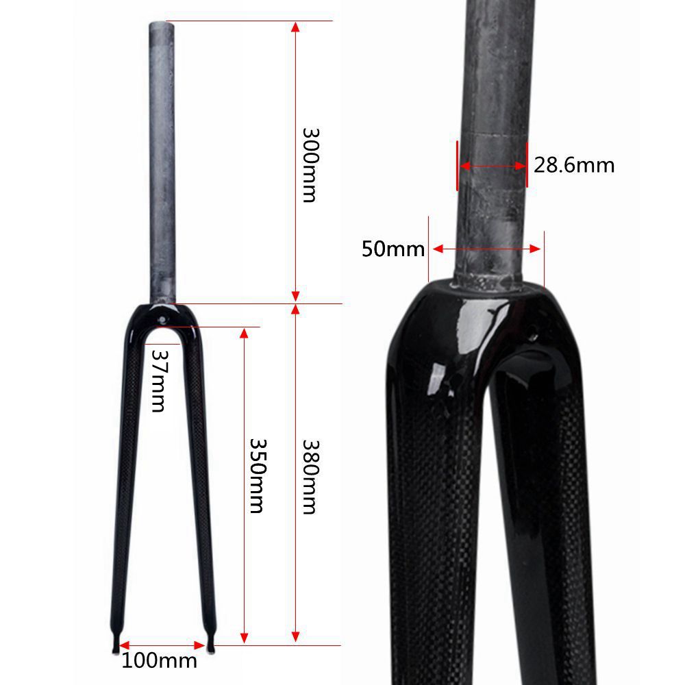 Carbon Front Fork Road Bike Fork 650C Cycling Rigid Front Fork Bike Accessories Straight Tube Diameter 1-1/8" 28.6mm