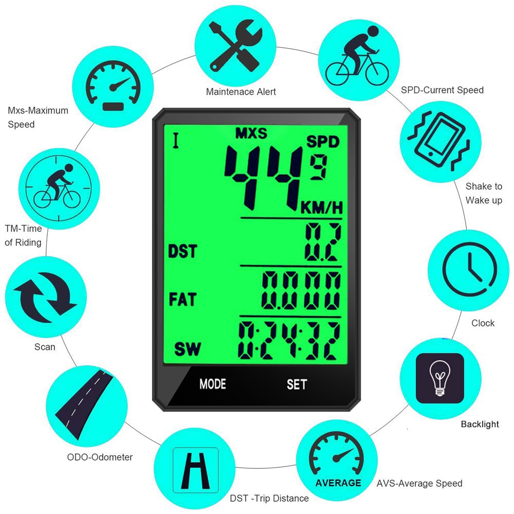 Wasserdichte Fahrrad Computer Drahtlose Und Verdrahtete MTB Fahrrad Radfahren Kilometerzähler Stoppuhr Tacho Uhr 2,8 zoll LED Digital Bewertung