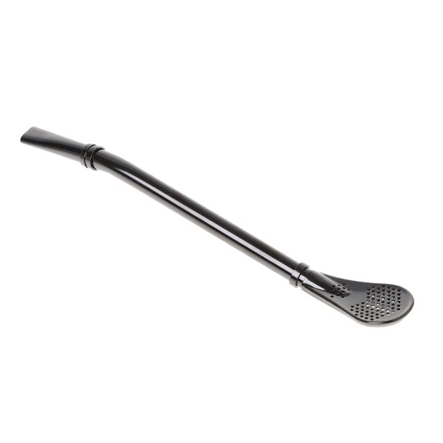 Straw Spoons with Filter Stainless Steel Stirring Coffee Spoons Teaspoon Yerba Mate Small Mini Tea Spoon Tableware Golden Black: black