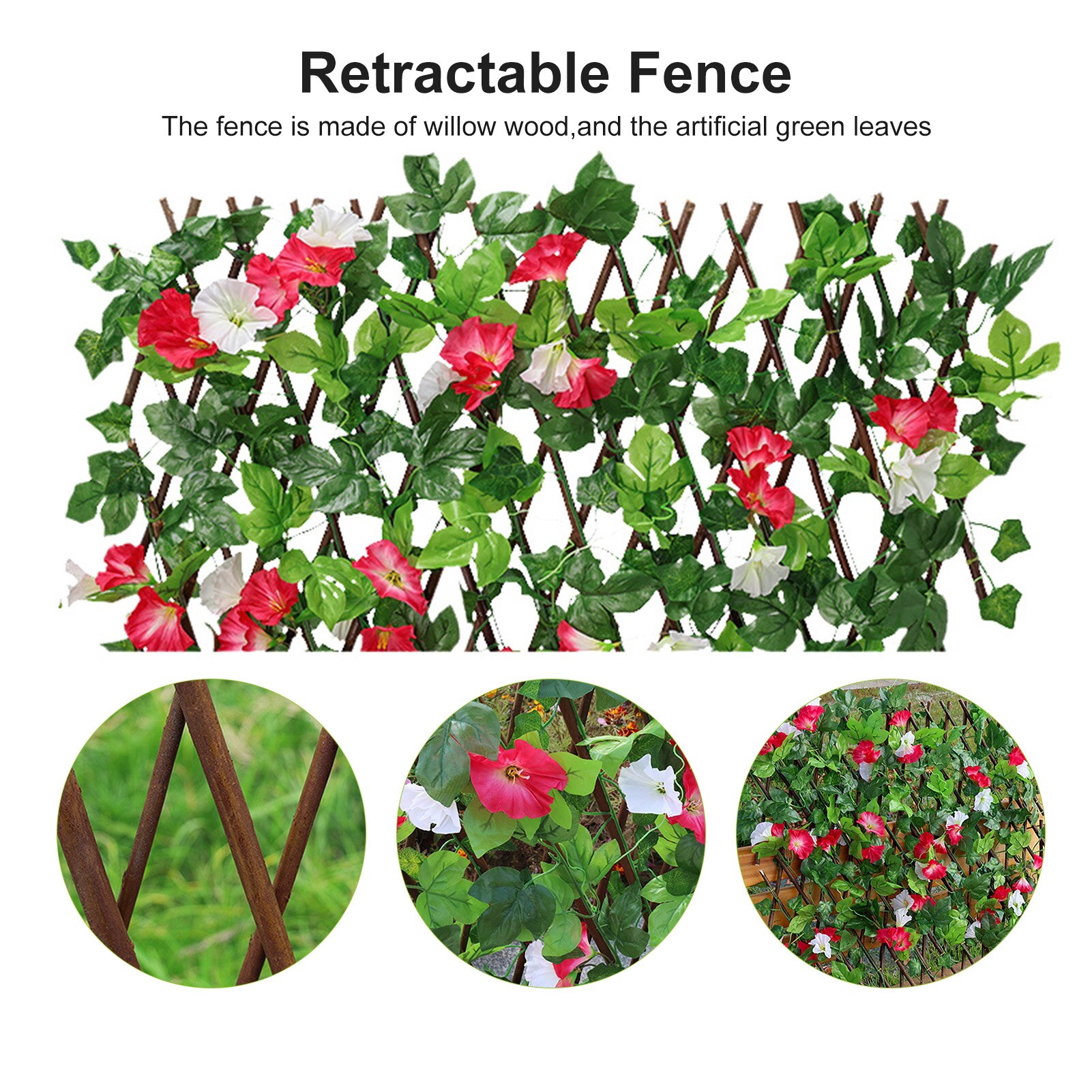 Retractable Artificial Wooden Fence Privacy Fence Garden Hedge Leaf Net Wooden Home Restaurants Wall Decoration