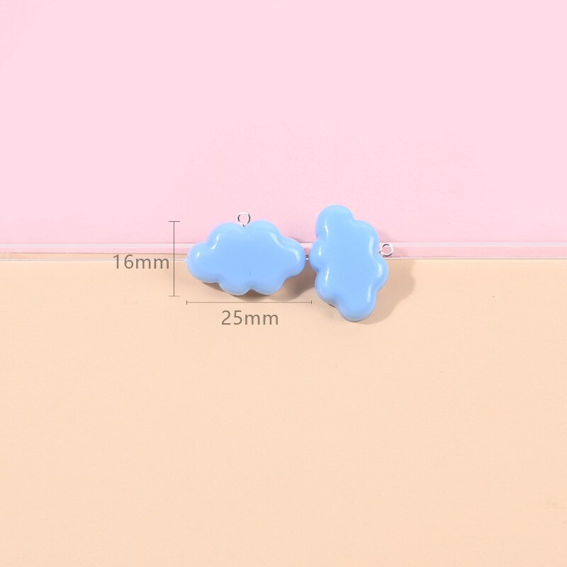 10 stück niedliche harzanhänger, glänzend weiße wolken, Reize für schmuckherstellung, aufnäihr, diy-bastelarbeiten, schlüsselanhänger, ohrring-accessoires  c879: Mit haken blau