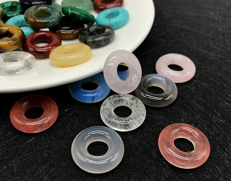 20mm 2 sztuk/paczka moda pokój klamra duże koraliki z dziurką Bagel z kamienia naturalnego 17 kolorów koraliki do wyrobu kolczyków