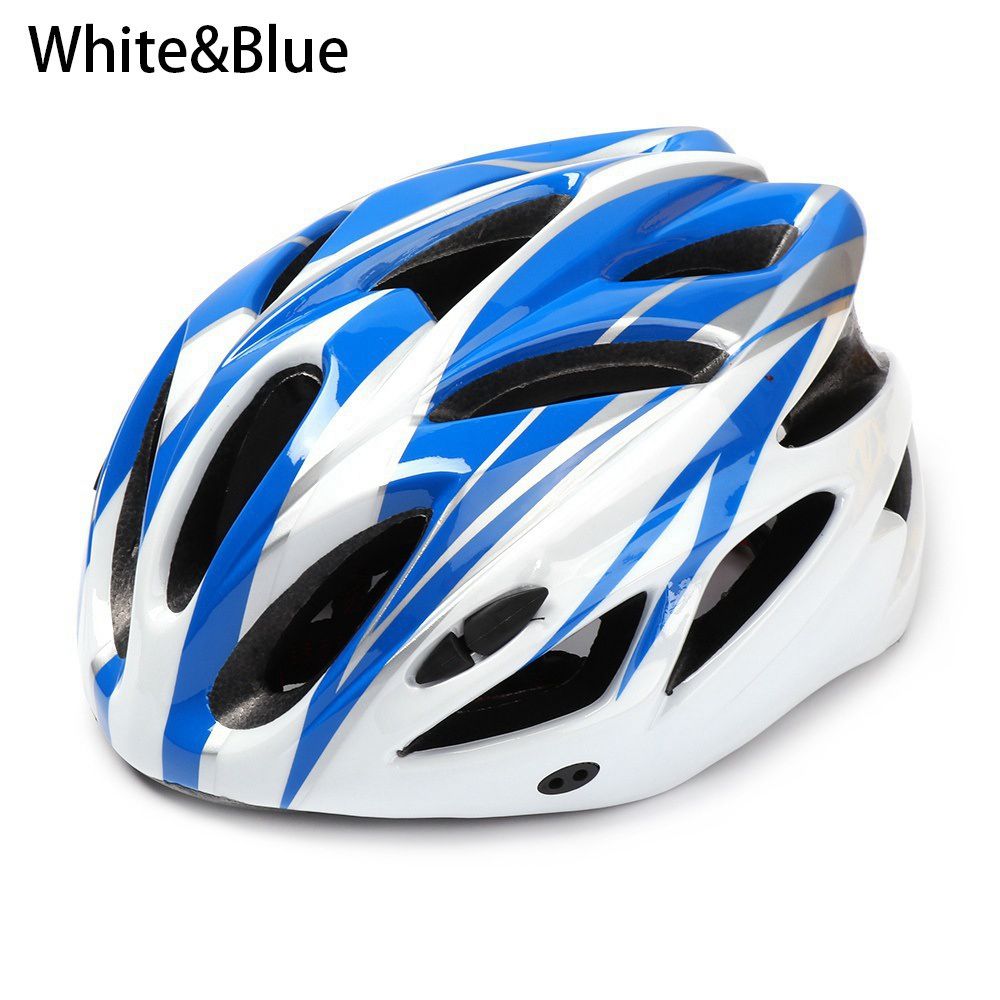 Ultralight Men/Women Cycling Road Bike MTB Helmet Windproof Helmet Mountain Road Bike Helmet Bicycle Outdoor Accessories: White-Blue