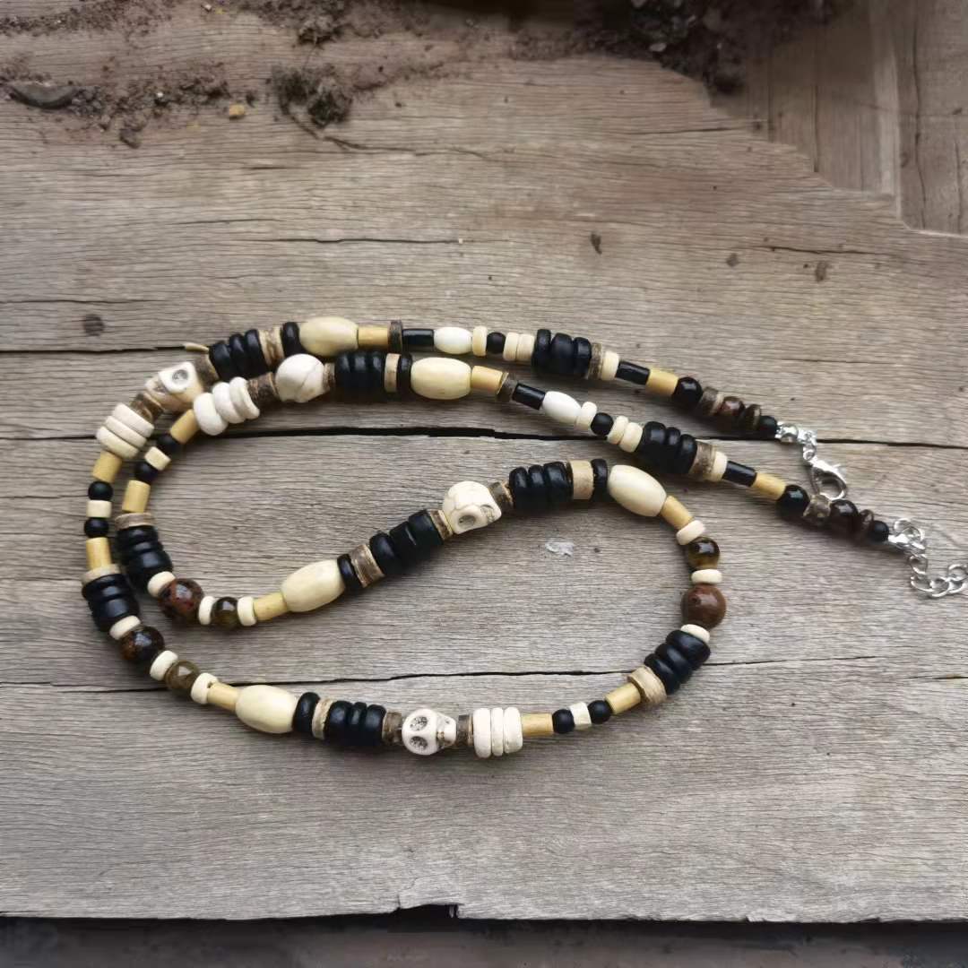 Collar Tribal para hombre, collar de Surf para hombre, collar bohemio para hombre, collar de Onyx negro de ojo de tigre: S3