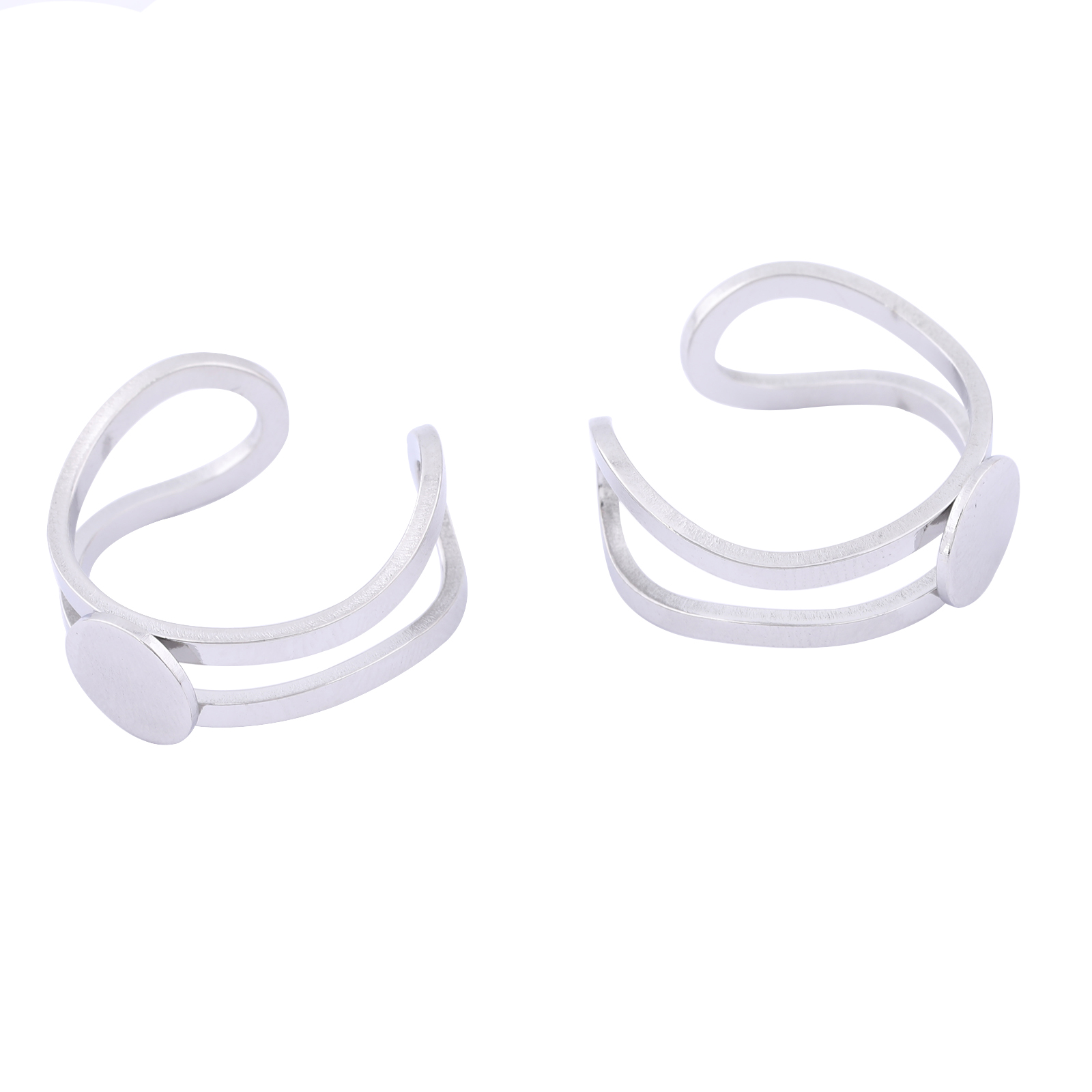 5 pièces 8mm 12mm disque réglable en acier inoxydable anneau Base vierges bricolage lunettes pour bague fabrication de bijoux fournitures: S / WHITE