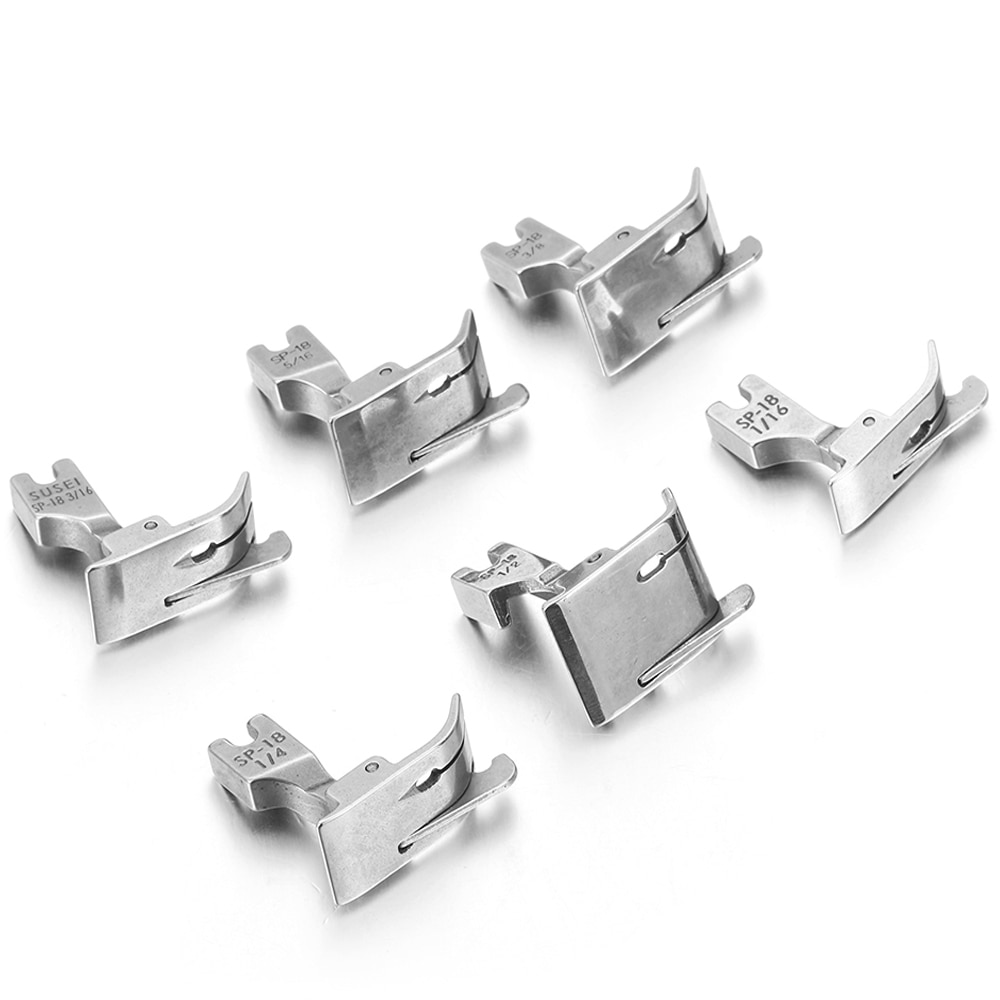 Pied-de-biche en métal pour Machine à coudre industrielle 1/4, 1/8, 3/8, 1/16, 3/16, 5/16, 1/32, SP-18, bord mobile, aiguille simple, 1 pièce
