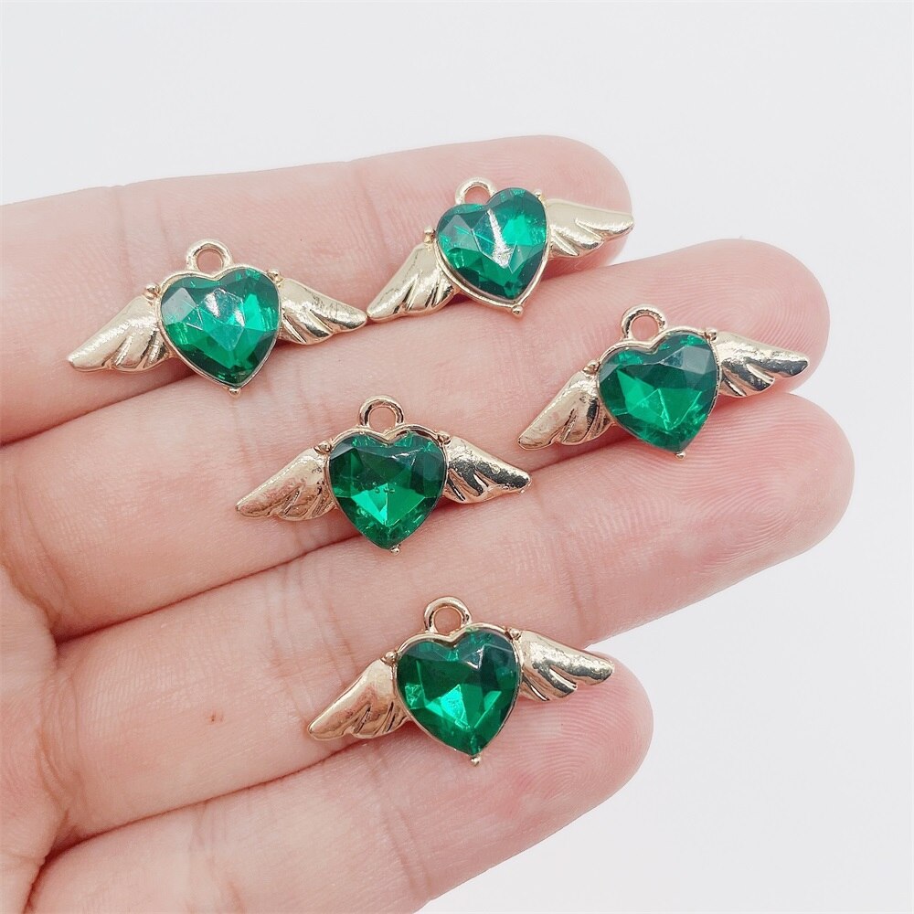 20 stück 25*14mm- farbige acryl-engelsflüGel-anhänger aus legierung, zubehör für diy-schmuck, bastelarbeiten, halsketten, ohrringe, Material