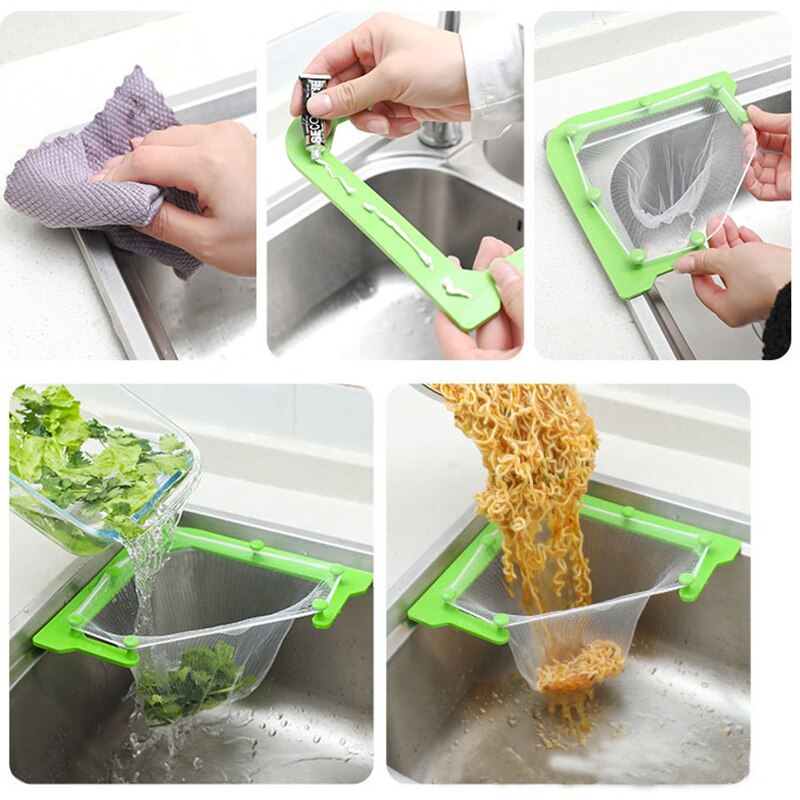 Aanrecht Filter Mesh Bag Self-Staande Gootsteenzeefje Wegwerp Voedsel Vegetabl Gootsteen Stop Afvoer Filter Anti-Blocking gadget
