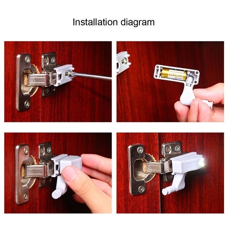 10Pcs Led Inner Scharnier Lamp Onder Kast Verlichting Universele Garderobe Kast Sensor Verlichting Voor Slaapkamer Keuken Closet Night Lamp