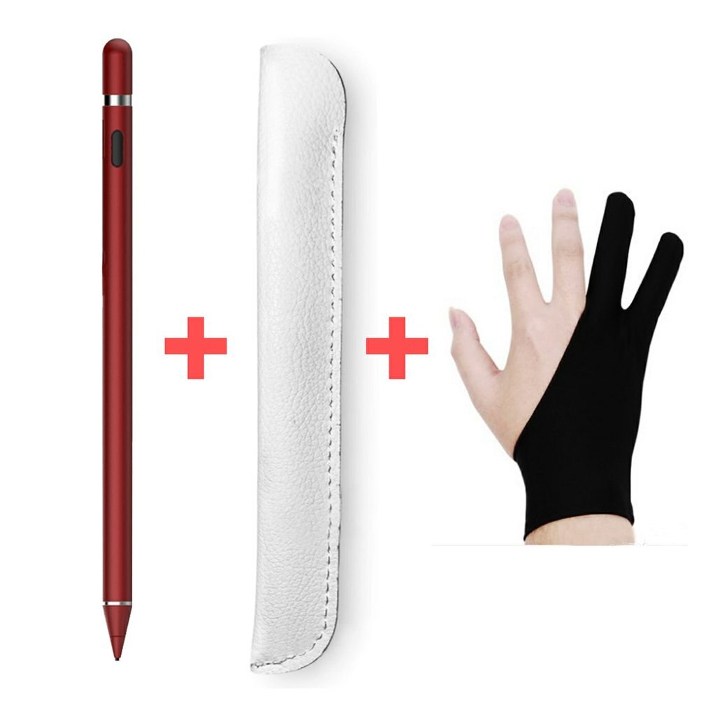 Stylus Capacitieve Pen Pen Case Handschoenen Voor Apple Potlood 2 1 Ipad Slagen Voor Tablet Universele Stylus Touch Pen: Rood