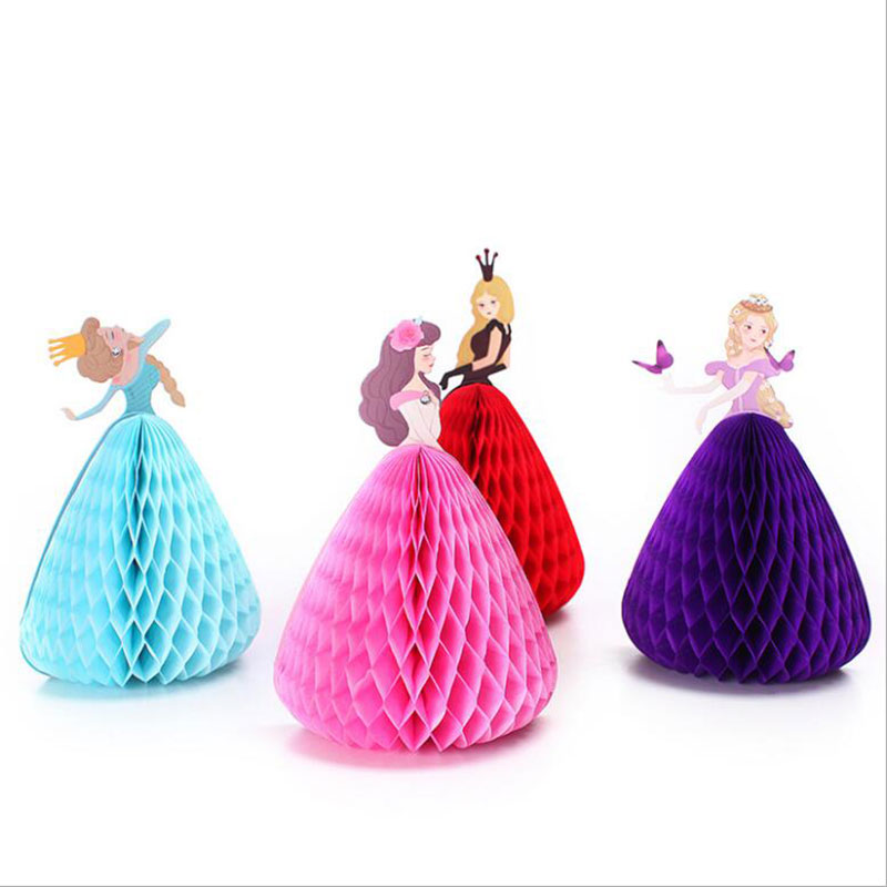 Tarjeta de invitación de princesa 3D, panal plegable, se puede poner sobre la mesa, suministros de cumpleaños y boda, tarjeta de agradecimiento para invitados, 1 ud.