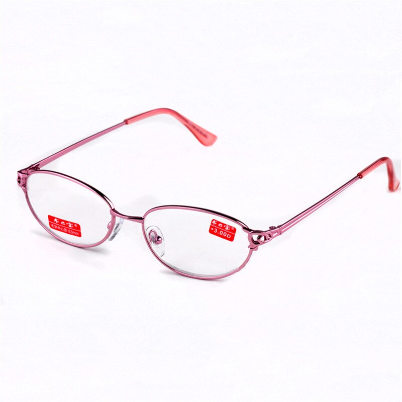 Metal Frame Reading Glasses For Men Women Oval Frame Hyperopia Glasses Clear Lens Glasses +1.0+1.5+2.0+2.5+3.0+3.5+4.0: Pink / +200